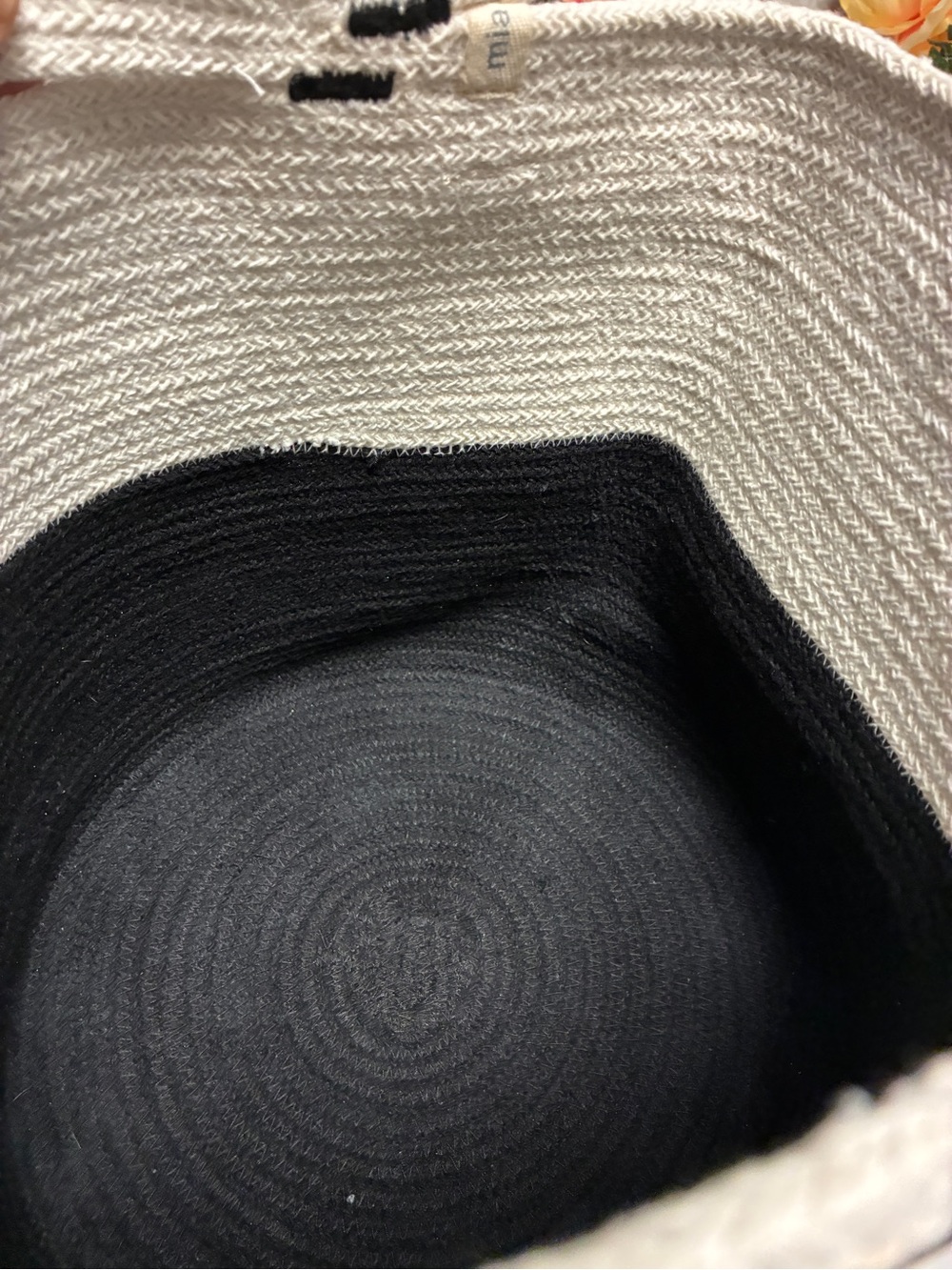 Mia Mélange Liquorice X-Large Organic Cotton Rope Cylinder Basket Black Ivory - Picture 10 of 14